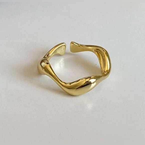 18k Gold Plated 925 Sterling Silver Open Adjustable Stacking Ring - Picture 3 of 7